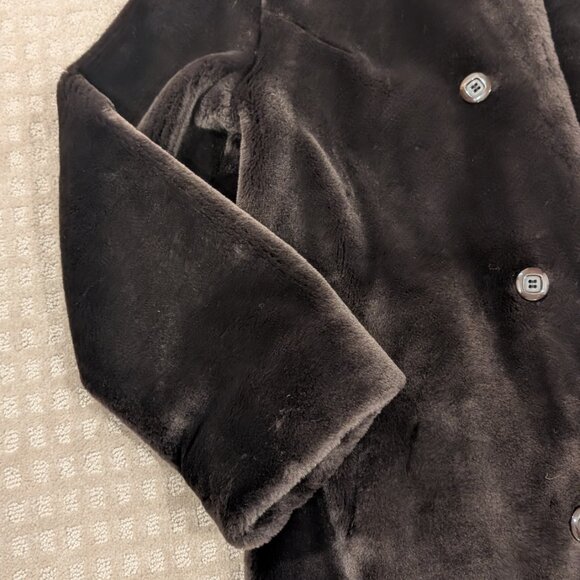 Reversible Brown Fur & Suede Teddy Jacket with Hood - Women M - Picture 8 of 13